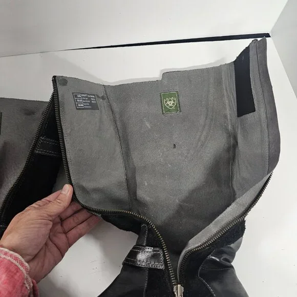 Ariat Highland Boots Moto Meets Equestrian Grunge Leather Black 9B - Picture 11 of 13